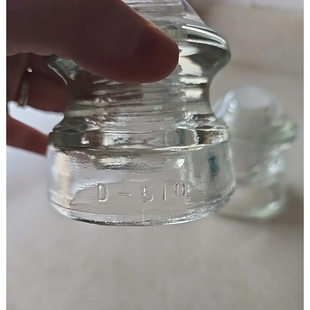 Lot of 2 Vintage Hemingray D-510 Made in USA Clear Glass Electric Insulator‎